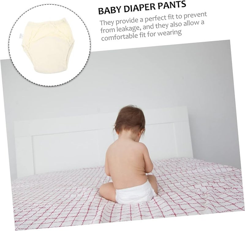 Light Yellow Washable Training Pants Breathable Nappy Pants for Newborns Comfortable Elastic Waistband - Image 4